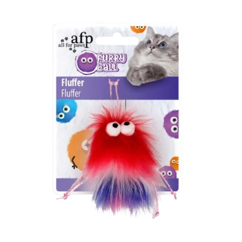 afp-paixnidi-gatas-fluffer-ball-kokkino-me-catnip-af2801 AFP Παιχνίδι Γάτας Fluffer Ball Κόκκινο με Catnip 9,5×9,5x5cm - Image 1