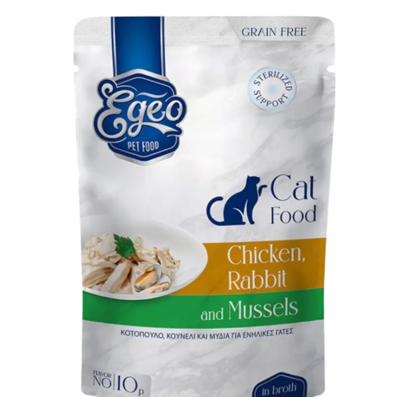 egeo-chicken-rabbit-mussels-broth-85gr-eg571 EGEO Cat Adult Κοτόπουλο, Κουνέλι & Μύδια σε ζωμό 85gr - Image 1