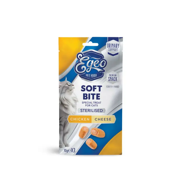 egeo-soft-bite-chicken-cheese Egeo Cat Soft Bites Sterilized Chicken & Cheese 3x10gr - Image 1