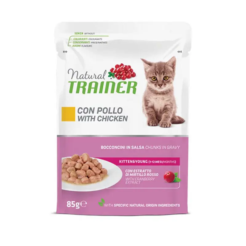 kitten-chicken Natural Trainer Cat Wet Food Kitten & Young Chicken 85gr - Image 1