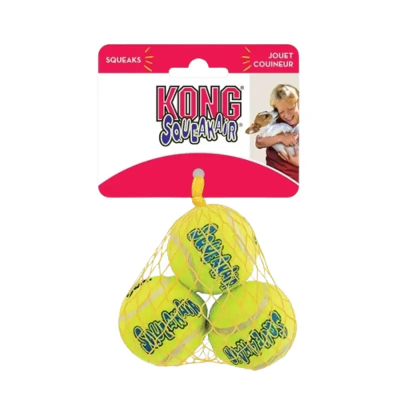 kong-squeakair-balls-3tem-kitrino Kong Air Dog Tennis Ball With Squeaker Small 3τμχ - Image 1