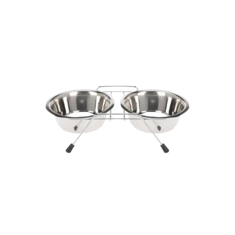 madpet-mpol-2plo-anoxeidoto-me-vasi-25cm-1.73L Μπολ Σκύλου-Γάτας Ανοξείδωτο Σετ 2τμχ με Βάση 25cm 1730ml - Image 1