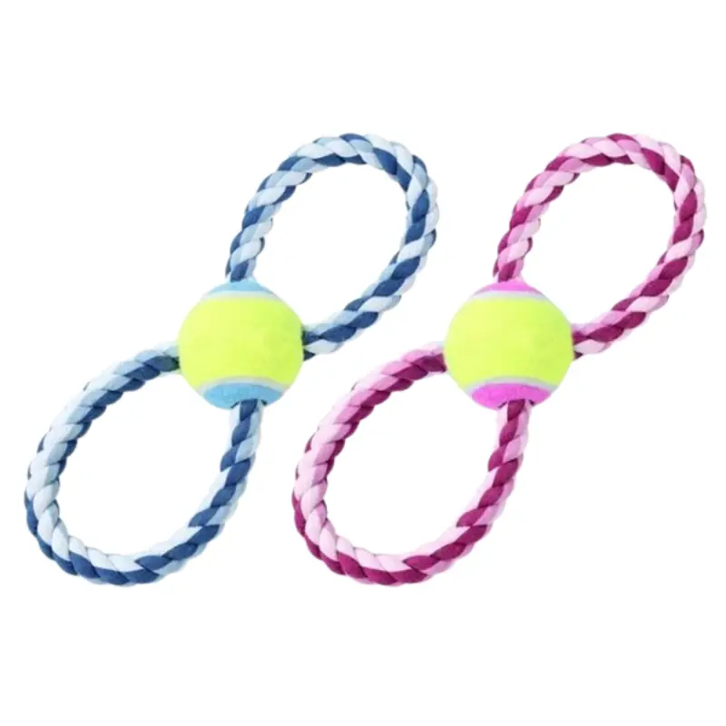 paixnidi-skylou-me-thilies-kai-mpala-20cm-t043 Παιχνίδι σκύλου σκοινί με θηλιές και μπάλα 20cm - Image 1