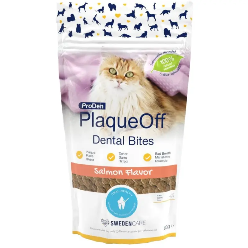 plaque-off-cat-salmon-dental-bites-60gr PlaqueOff Salmon Cat Dental Bites 60gr - Image 1