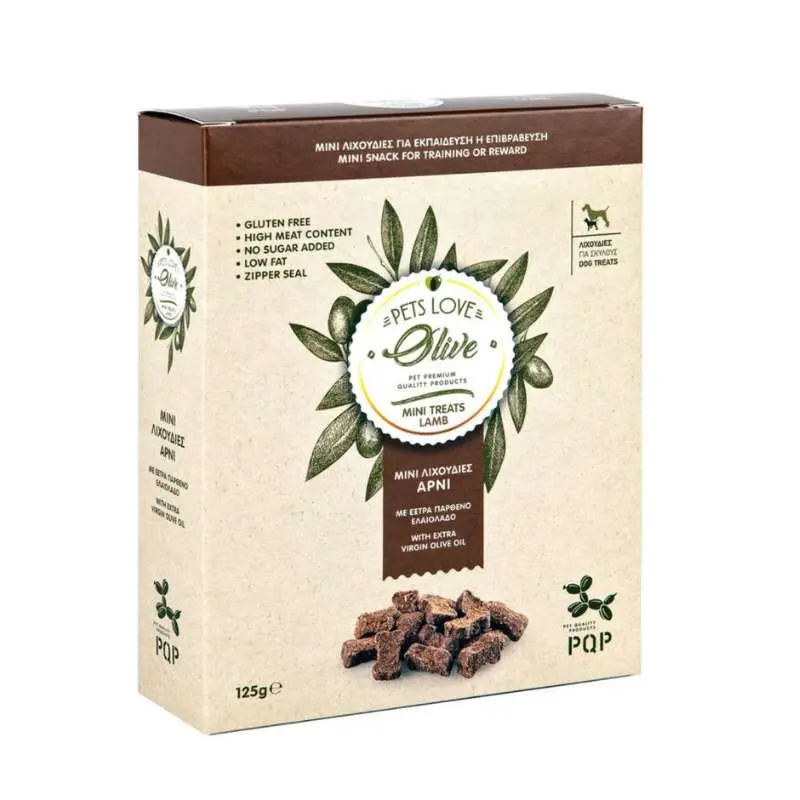 pqp-lixoudies-skylou-mini-arni-elaiolado-125gr PQP Mini Olive Λιχουδιές Σκύλου Μίνι Κοκκαλάκι Αρνί με Έξτρα Παρθένο Ελαιόλαδο 125g - Image 1