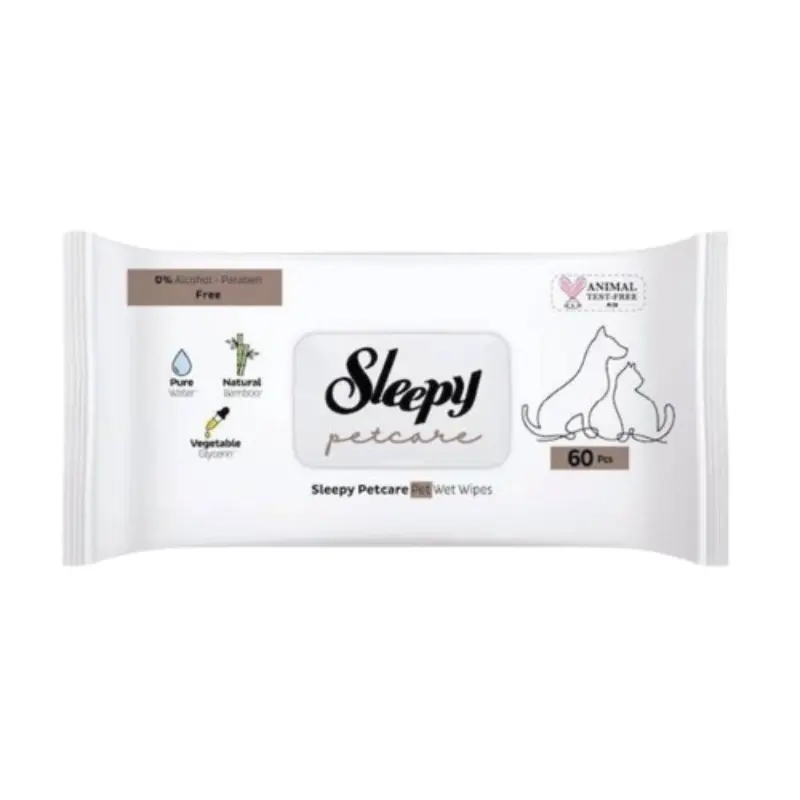 sleepy-petcare-wet-wipes-60pcs-600-106 Υγρά Μαντηλάκια Καθαρισμού Σκύλου ή Γάτας Sleepy 60τμχ - Image 1