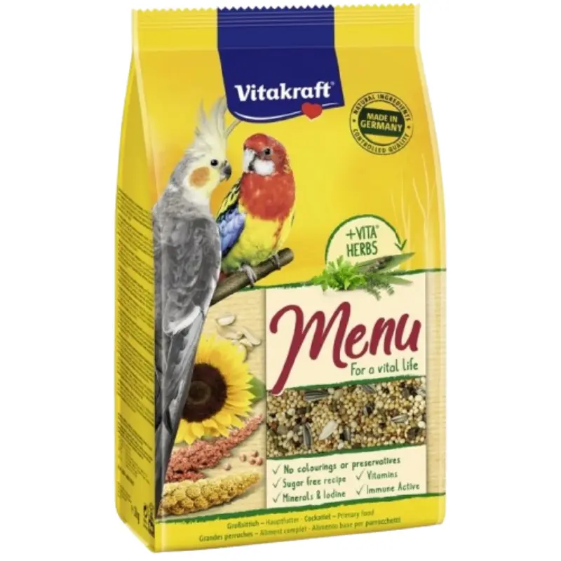 trofi-premium-gia-mesaious-papagalous-vitakraft-vital-menu Vitakraft Menu Τροφή Premium για Μεσαίους Παπαγάλους με Μέλι 1kg - Image 1
