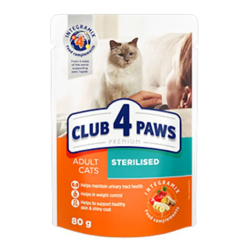 ygri-trofi-gatas-club-4-paws-sterilized-me-koyneli-se-zele-80g Club 4 Paws Sterilized με Κουνέλι σε Ζελέ 80gr - Image 1