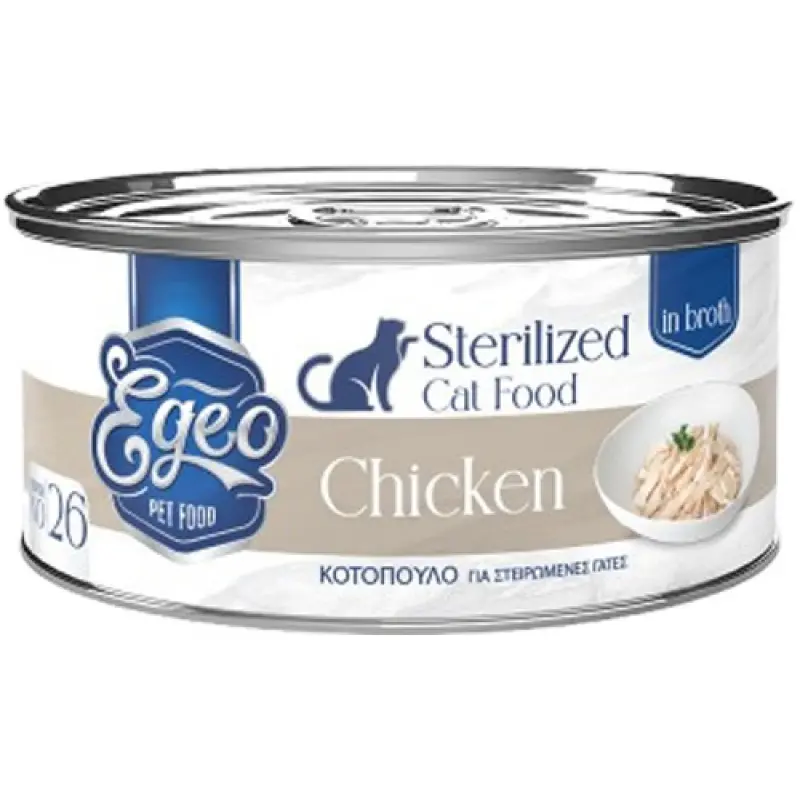 ygri-trofi-gatas-egeo-cat-sterilised-kotopoylo-se-zomo-70gr Egeo Cat Sterilised Κοτόπουλο σε Ζωμό 70gr - Image 1