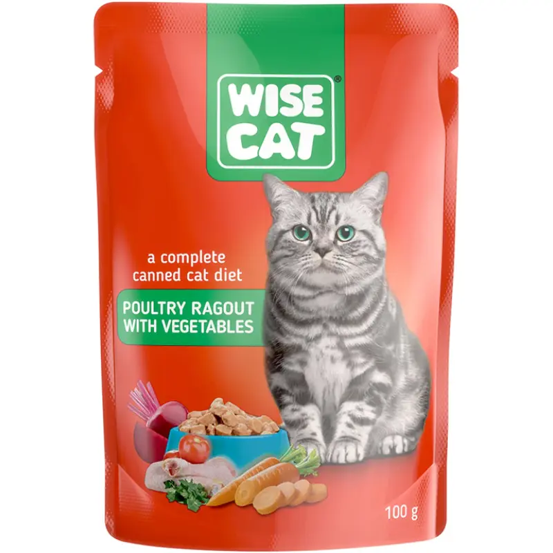 ygri-trofi-gatas-wise-me-poylerika-ragou-and-lachanika-100gr- Wise Cat Poultry Ragout with Vegetables 100gr - Image 1