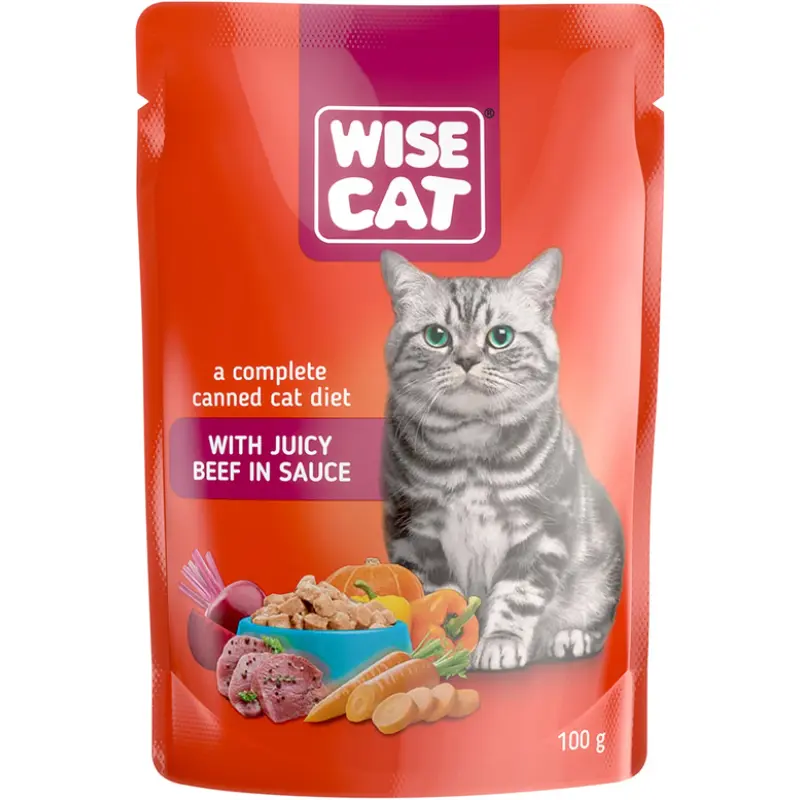ygri-trofi-gatas-wise-me-vodino-se-saltsa-100gr Wise Cat with Juicy Beef in Sauce 100gr - Image 1