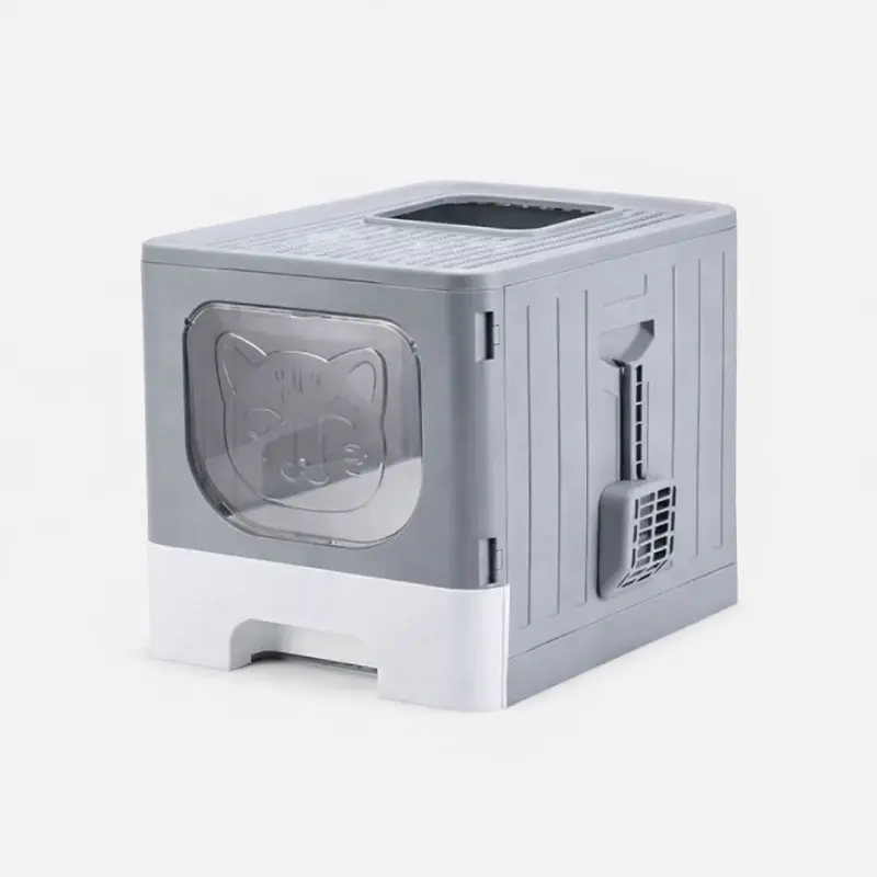 mr-stinky-foldable-litter-box-gkri Κλειστή Λεκάνη - Τουαλέτα Γάτας Mr Stinky Foldable Litter Box 49x39,2x38,3cm Γκρι - Image 1