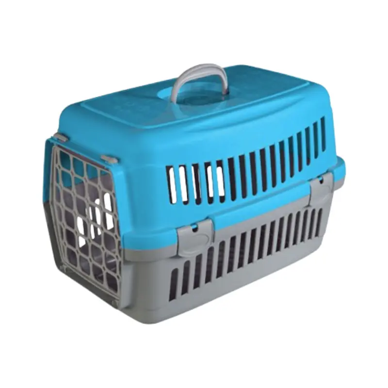 tiger-002-box-metaforasgkri-mple-58x42x42 Box Μεταφοράς Σκύλου ή Γάτας Tigger 58x42x42cm Γκρι - Μπλε - Image 1