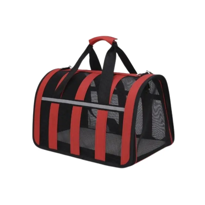 tsanta-metaforas-mavro-kokkino Pet Bag Τσάντα Μεταφοράς Κατοικιδίων 40x26x25cm Μαύρο - Κόκκινο - Image 1