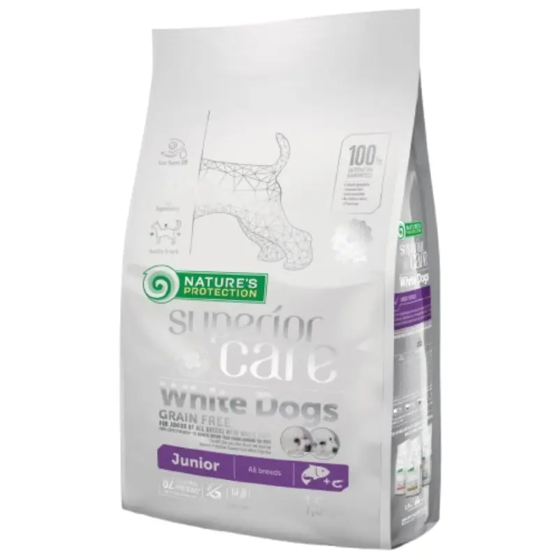 147.0201-1600x1600h Nature's Protection Superior Care White Dog All Breed Junior Grain Free Με Σολομό 1,5kg - Image 1