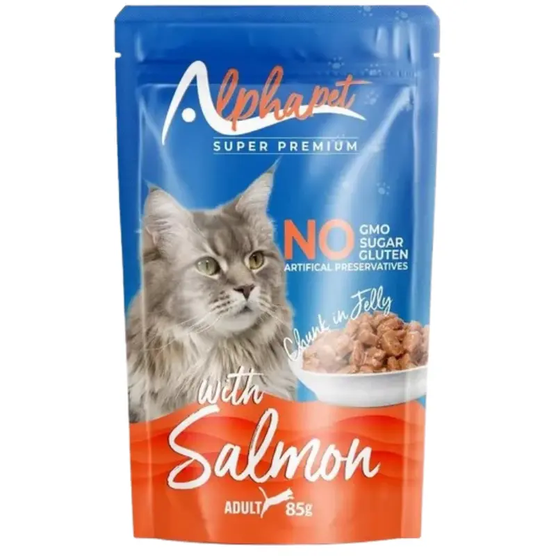 alpha-pet-sterilized-salmon Alphapet Υγρή Τροφή Γάτας σε Ζελέ για Ενήλικες Γάτες με Σολομό 85gr - Image 1