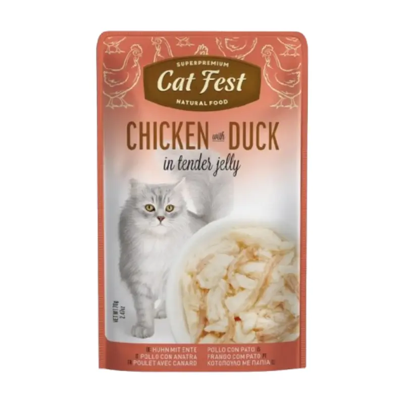 cat-fest-duck-chicken-fillets CatFest Φιλέτα κοτόπουλου με πάπια σε ζελέ για ενήλικες γάτες 70gr - Image 1