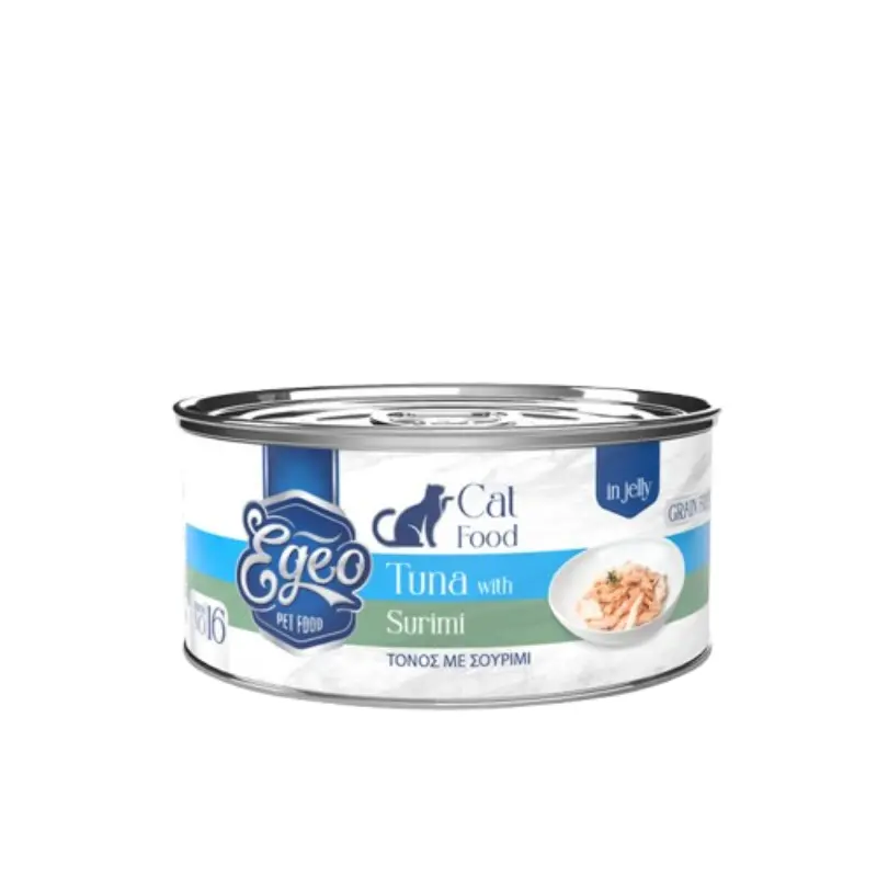 eg016-800x800 Υγρή Τροφή Κονσέρβα Γάτας Egeo Cat Adult Τόνος με Σουρίμι σε Ζελέ 85gr - Image 1