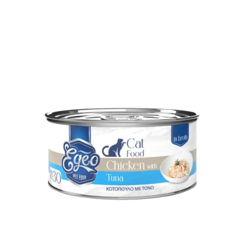 eg030-800x800 Υγρή Τροφή Κονσέρβα Γάτας Egeo Cat Adult Κοτόπουλο με Τόνο σε Ζωμό 70gr - Image 1