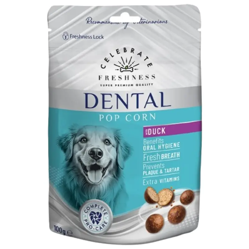 lichoydies-celebrate-freshness-dental-pop-corn-duck-100gr Λιχουδιές Celebrate Freshness Dental Pop Corn Duck 100gr - Image 1