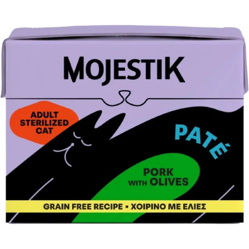 ygri-trofi-gatas-mojestik-adult-sterilised-pate-me-choirino-and-elies-100ml- Υγρή Τροφή Γάτας Mojestik Adult Sterilised Pate με Χοιρινό & Ελιές 100ml - Image 1