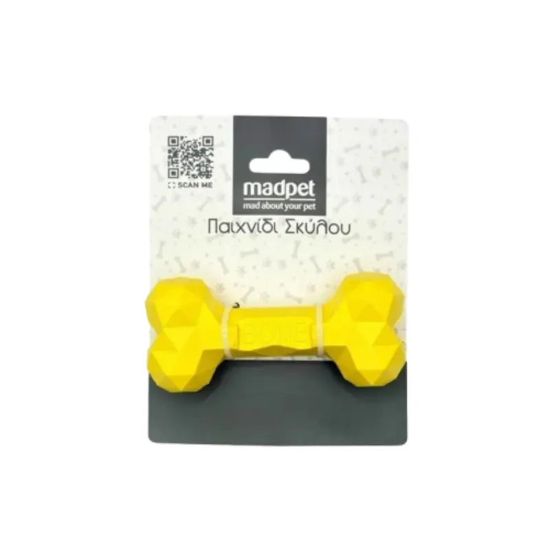 MP-80052 Παιχνίδι Σκύλου Madpet Κόκκαλο Diamond Καουτσούκ Κίτρινο Small 11cm - Image 1