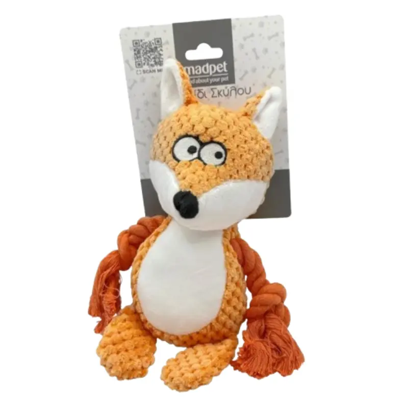 MP-80413 Παιχνίδι Σκύλου Λούτρινο Madpet Fox με ήχο πορτοκαλί 24x10x6cm - Image 1